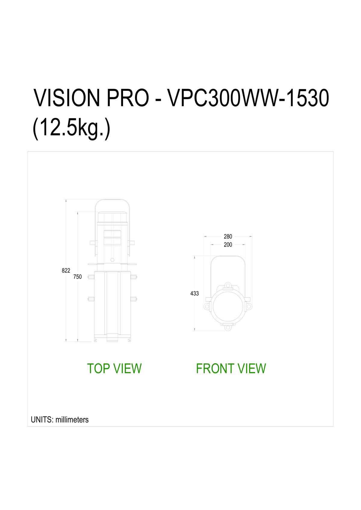 Technical drawing for VPC300WW-1530