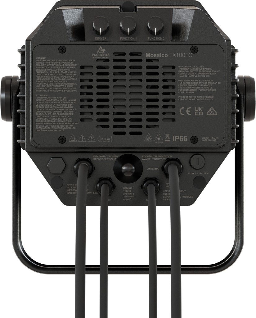 Mosaico FX100FC Image projector with dual animation wheel and 1 gobo/color slot, 100W RGBW LED source