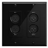 Gio XLR - Neutrik XLR 2x2 to Dante in-wall module, suitable for single-gang EU/UK installation or dual-gang US electrical boxes. Single CatX for power and data.